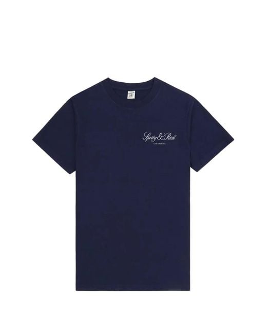 Sporty & Rich Blue Logo-Lettering T-Shirt for men