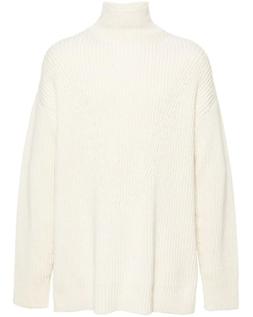 Jil Sander メンズ ホワイト リブニット セーター
