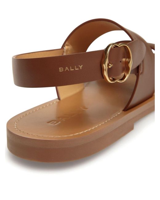 Sandales en cuir à logo imprimé Bally en coloris Brown