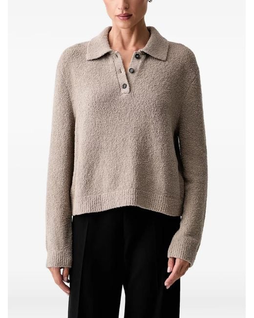 Marc O' Polo Natural Bouclé-Knit Polo Top