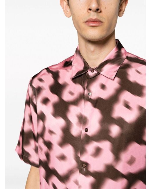 Sandro Pink Floral-print Short-sleeve Shirt for men