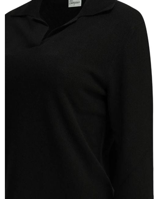 Semler Black Pull En Cachemire À Col Polo