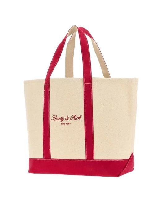 Sporty & Rich Pink Logo-Print Tote Bag for men