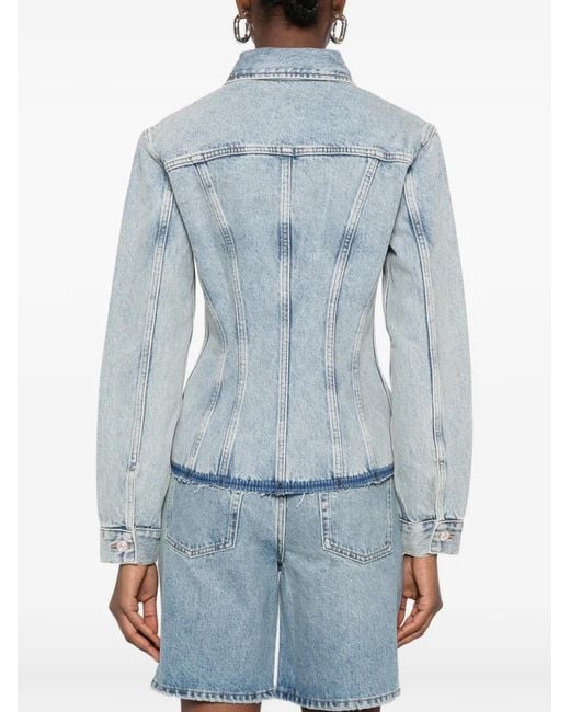 7 For All Mankind Blue Trucker Button Frayed Jacket