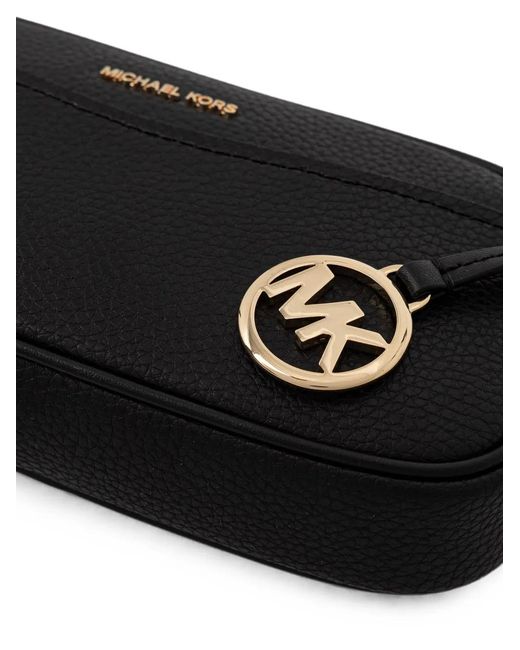 MICHAEL Michael Kors Black Logo-Plaque Pebbled-Leather Shoulder Bag