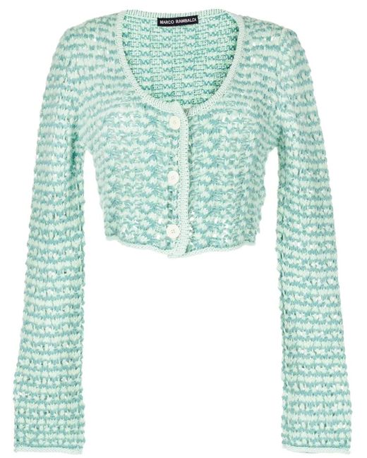 Marco Rambaldi Green Chunky-Knit Button-Down Cardigan