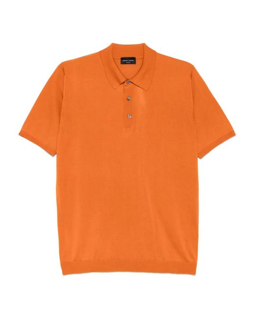メンズ Roberto Collina シルク ポロシャツ Orange