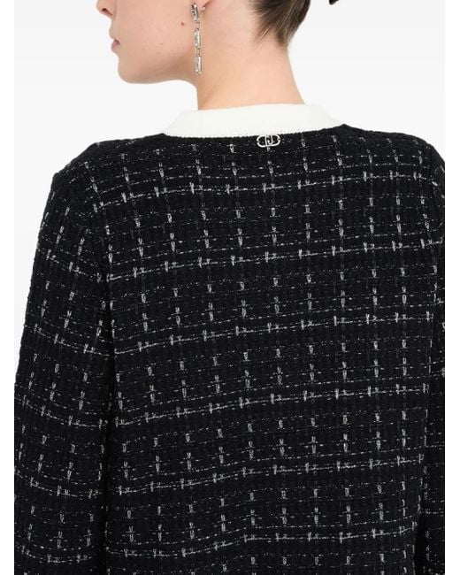 Liu Jo Black Tweed-Jacke mit rundem Ausschnitt