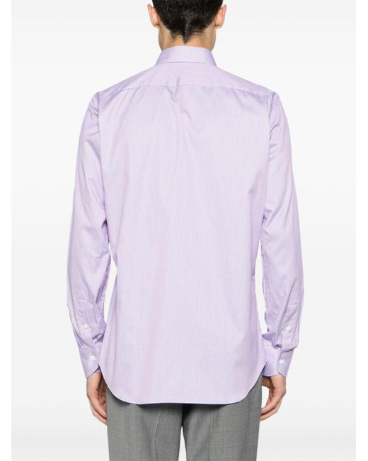 Camisa a rayas Canali de hombre de color Purple