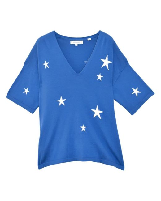 Chinti & Parker Blue Star-intarsia Knitted T-shirt