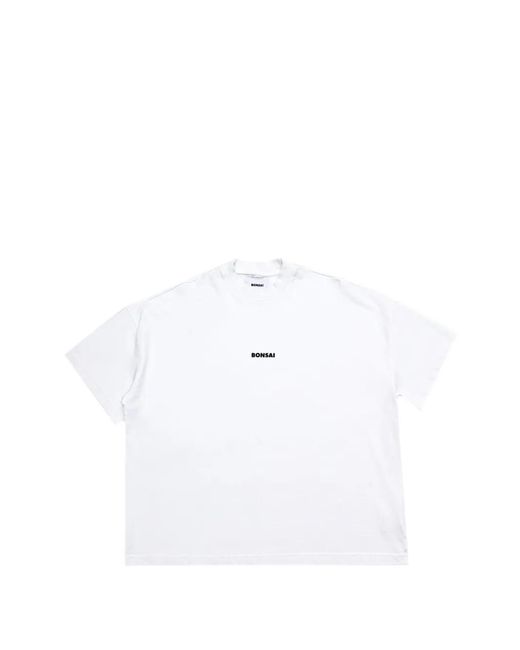 Bonsai White Logo-Print Drop-Shoulder T-Shirt for men