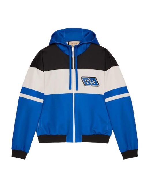 Gucci Blue Logo-Patch Hoodie for men