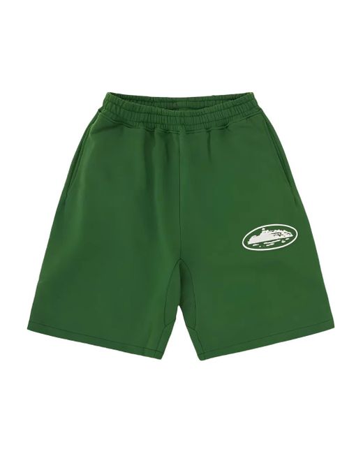 corteiz Green Puff-Print Island Track Shorts for men