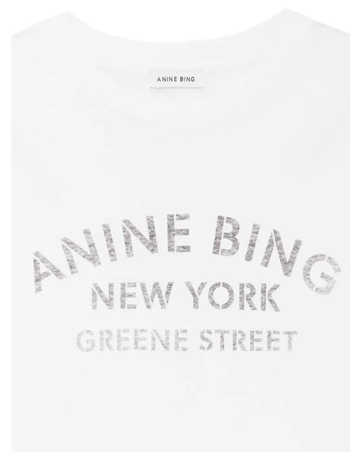 Anine Bing White Ivan Long-Sleeve New York Stencil