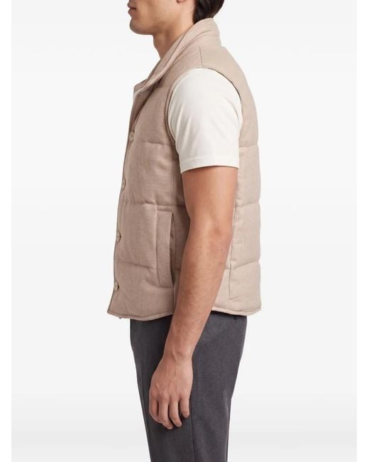 Brunello Cucinelli Natural Padded Button-Down Vest for men