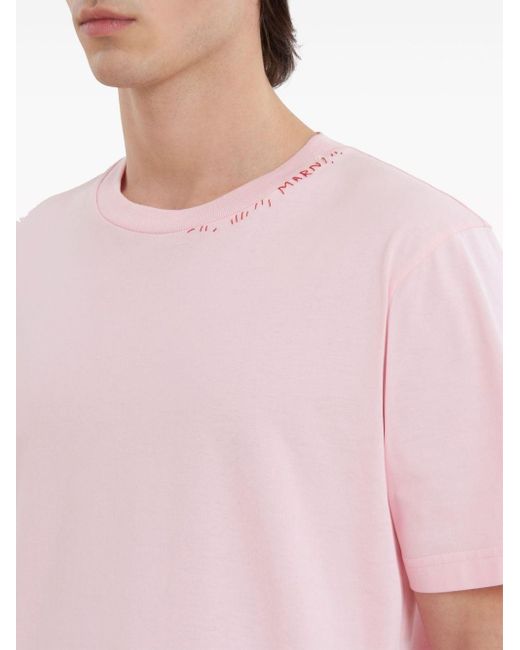 Marni Pink Floral-print Cotton T-shirt for men