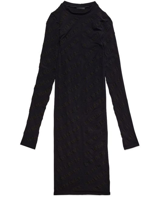 Balenciaga Black Mini Allover Logo Dress