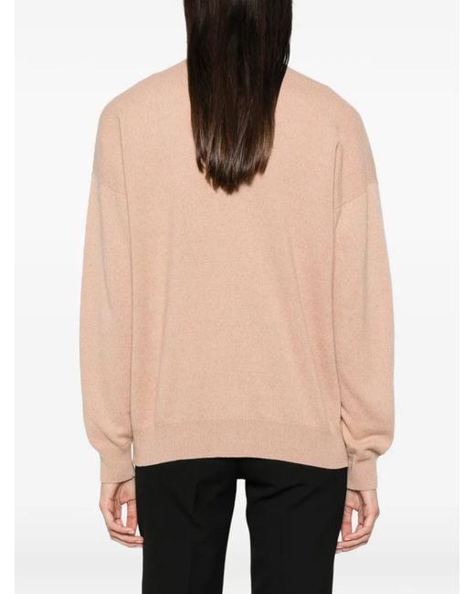 Peserico Natural Beaded-Pocket V-Neck Cardigan