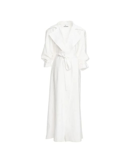 Ana Radu White Lumiere Belted Trench Coat