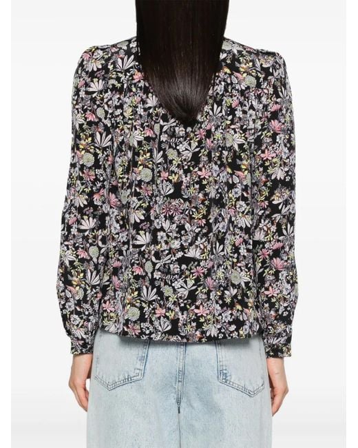 Zadig & Voltaire Black Tchin Kaya Floral-Print Blouse