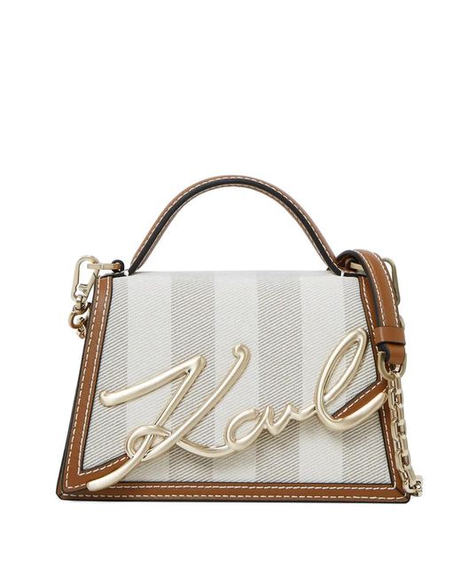 Karl Lagerfeld Metallic Small K/Signature Cross Body Bag