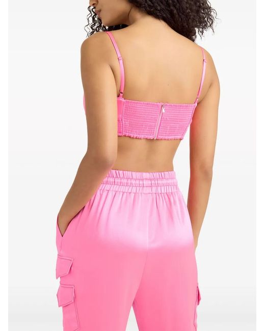 Cinq À Sept Pink Nikola Pleat-Detail Crop Top