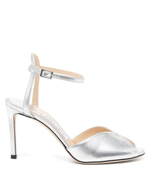 Jimmy Choo White 85Mm Sacora Sandals