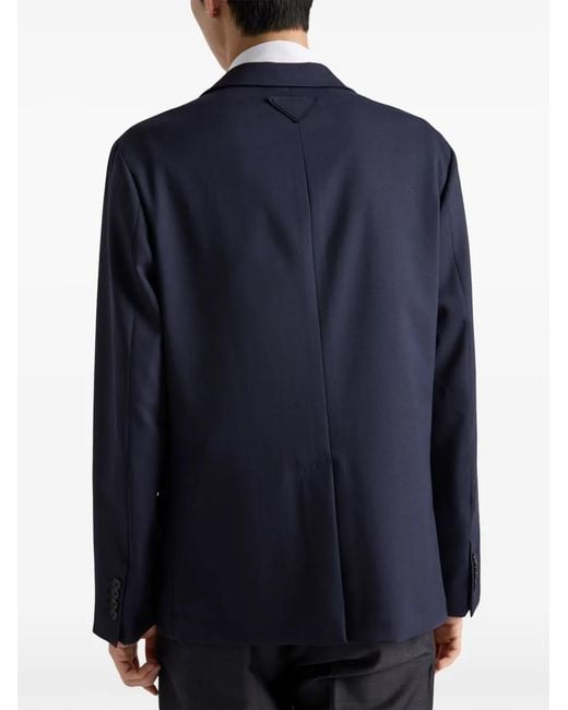 Prada Blue Single-Breasted Blazer for men