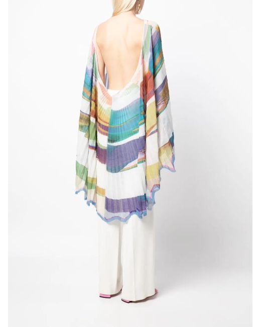 Maticevski White Manifest Abstract-Print Draped Tunic
