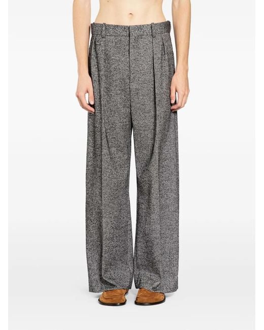 Loewe Gray Wide-Leg Twill Trousers for men