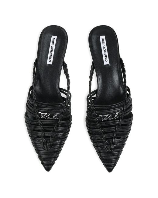 Karl Lagerfeld White Caged Pointed-Toe Mules