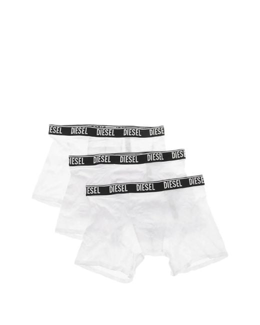 DIESEL White Logo-Waistband Boxers for men