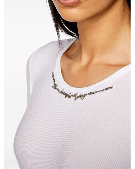 DIESEL White T-matic Chain-embellished T-shirt