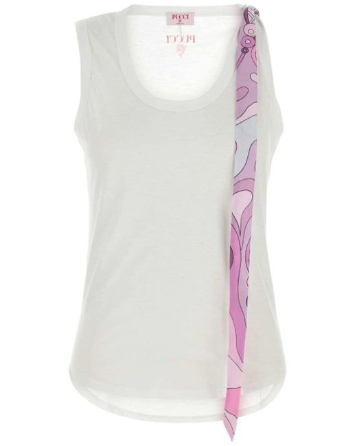 Emilio Pucci White Scraf-Detail Tank Top