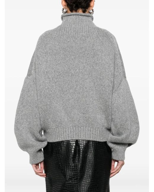 Khaite Gray Roll-Neck Sweater