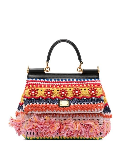 Dolce & Gabbana Red Sicily Carretto Top-Handle Bag