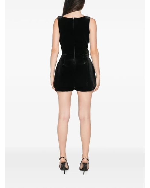 Adamaris Black V-Neck Rose-Detail Playsuit