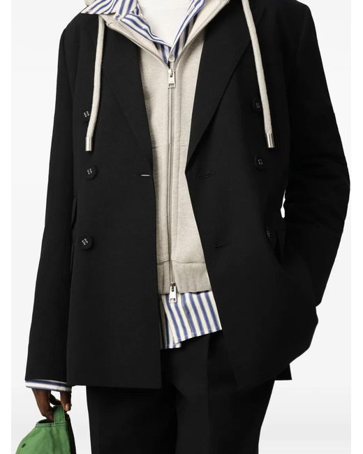 AMI Black Double Breasted Wool Blazer