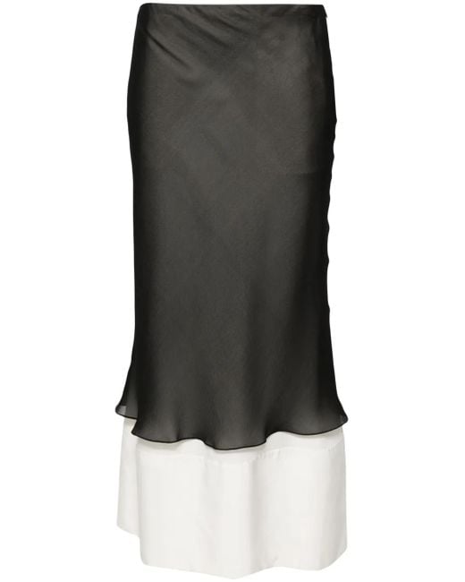 Quira Black Double Flared Miniskirt