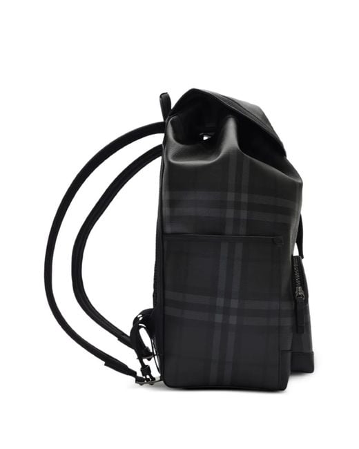 Burberry Black City Check Clip Backpack for men
