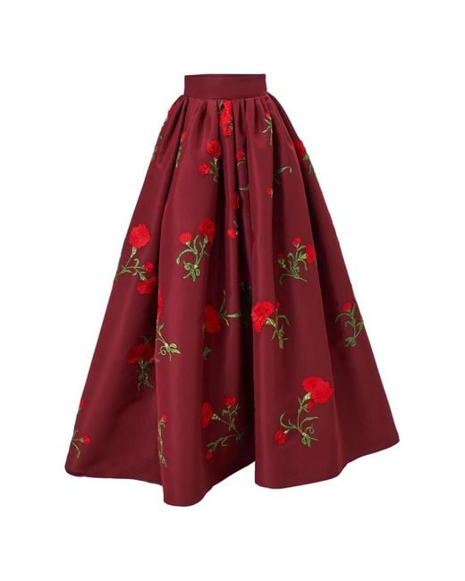 Carolina Herrera Carnation-Embroidered Ball Skirt