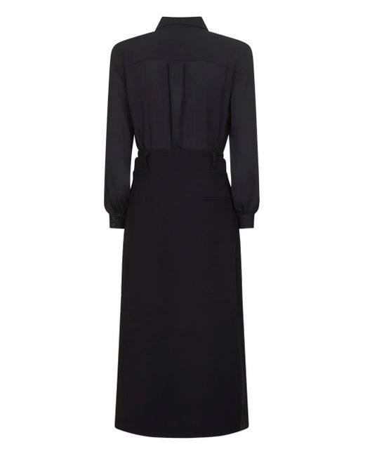 Blanca Vita Black Shirt-Collar Dress