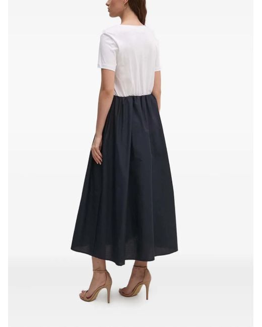 Sandro Ferrone Blue Gathered Midi Dress