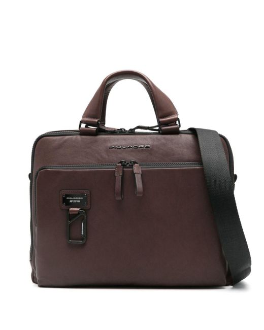 Piquadro Brown Leather Laptop Bag for men