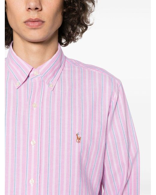 Camisa Polo Pony a rayas Polo Ralph Lauren de hombre de color Pink