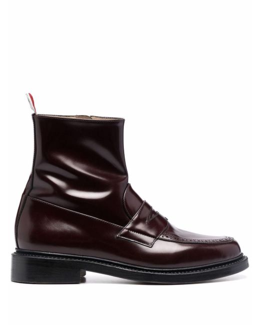 Thom Browne Penny Loafer Ankle Boots in Brown | Lyst