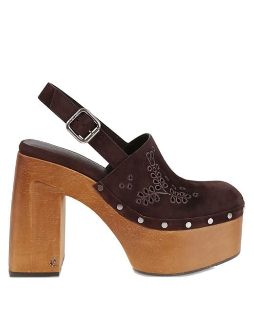 Jimmy Choo Brown Alida Clogs mit Plateau 135mm