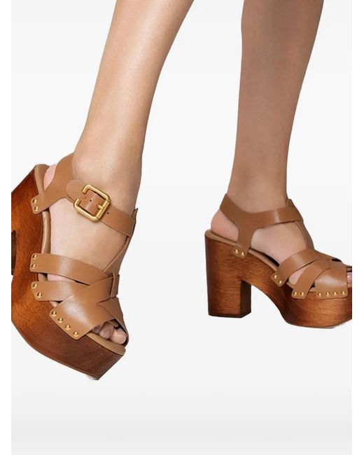 Carrano Brown Studded Platform Sandals