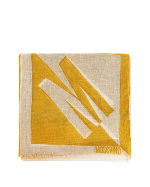 Moschino Yellow Frindged-Edge Scarf