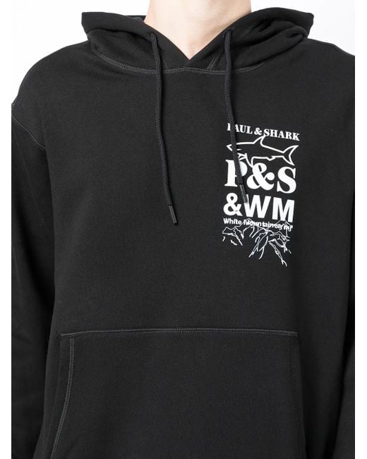 White Mountaineering Black Logo-print Cotton Hoodie for men
